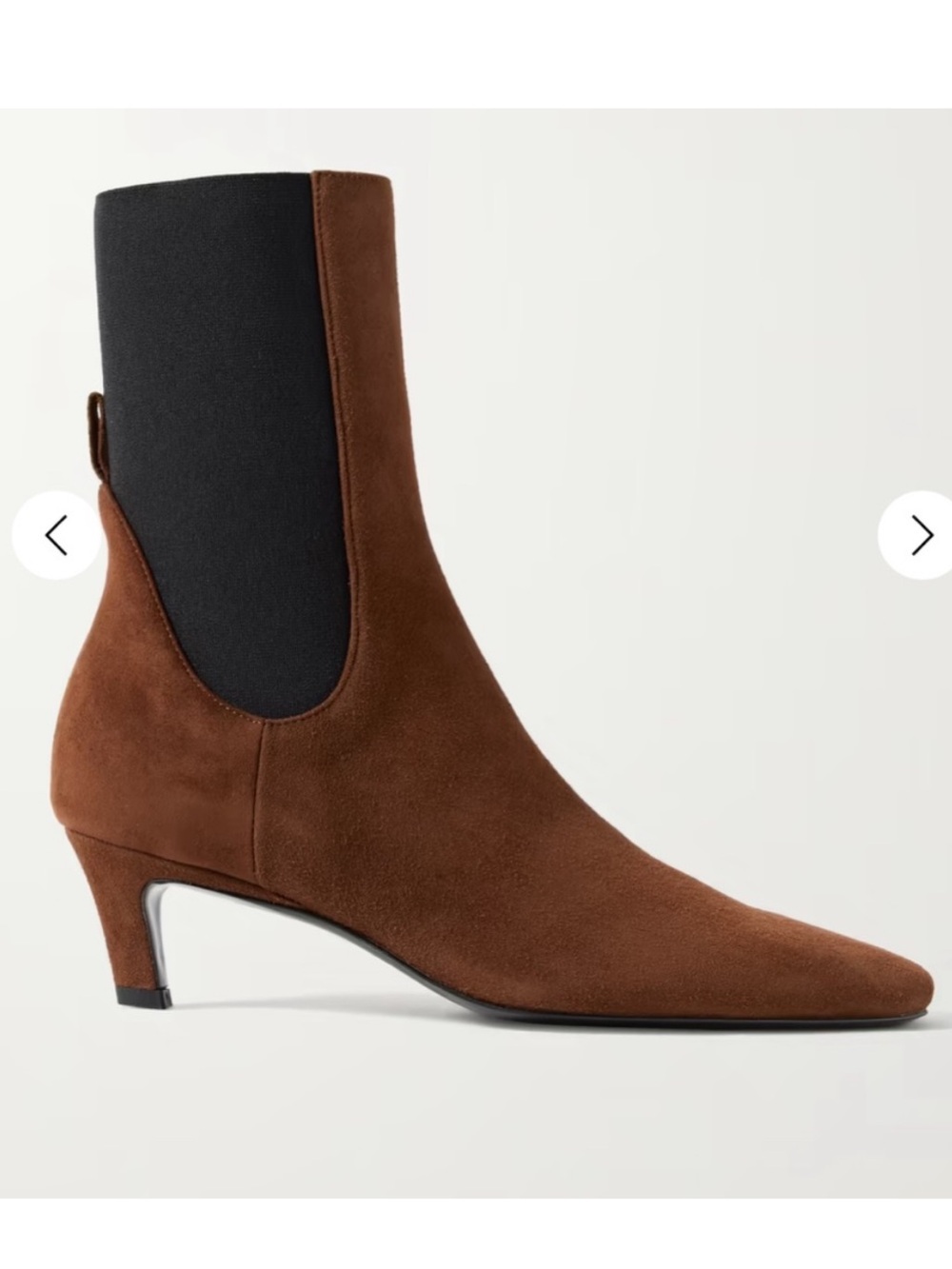 Toteme Women’s Brown Chelsea Pointed
Suede ankle boots